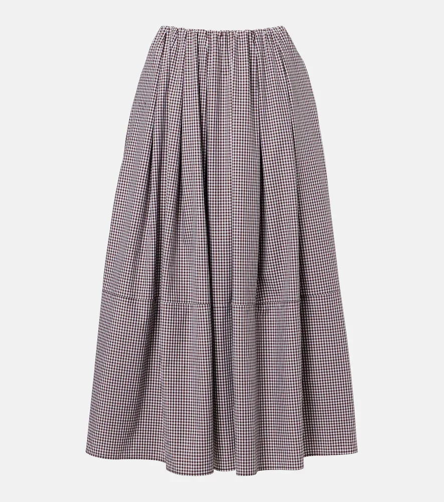 Jupe midi Solinas en coton mélangé à carreaux