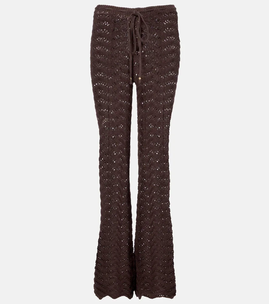 Kim open-knit cotton-blend flared pants