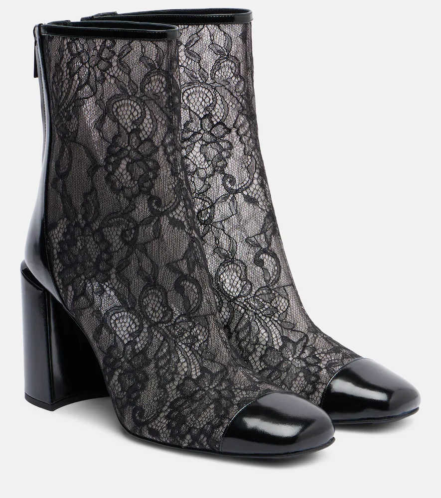 Kisu 85 leather-trimmed lace ankle boots
