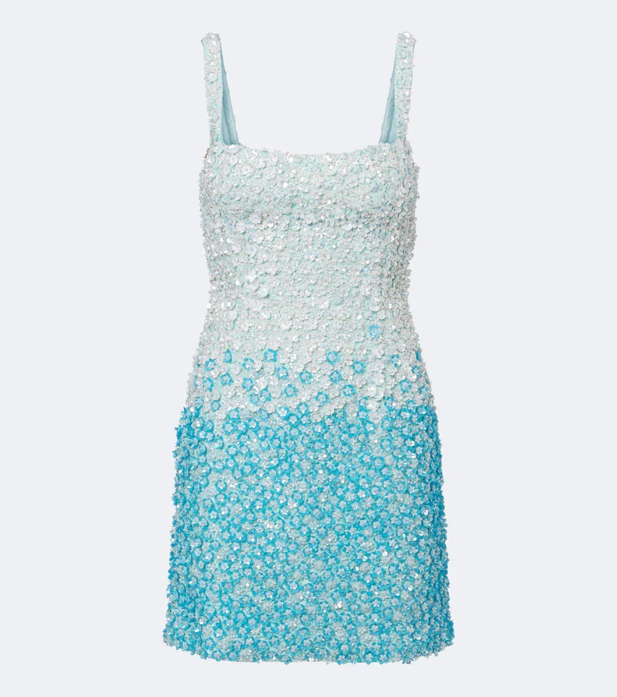 Là Fuori Ombré floral sequined silk minidress