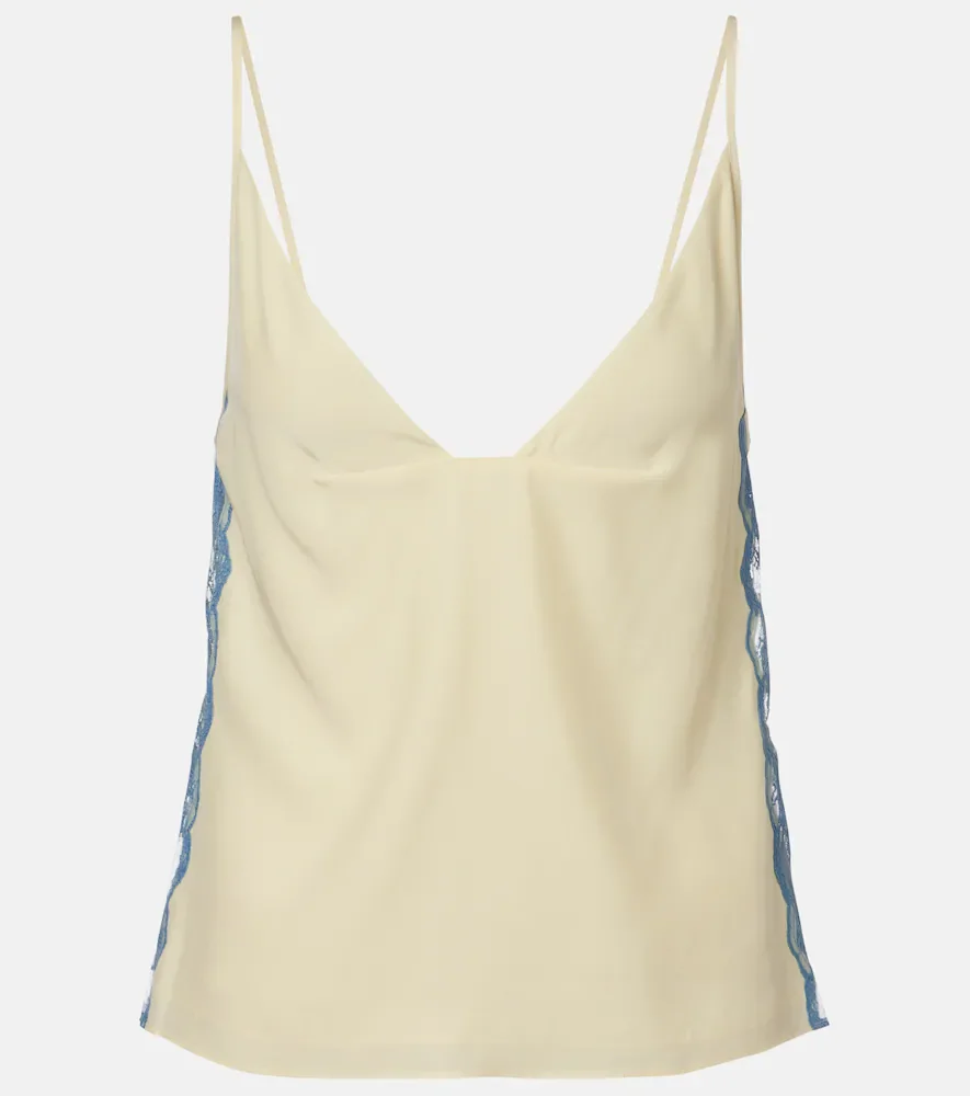 Lace-trimmed silk camisole