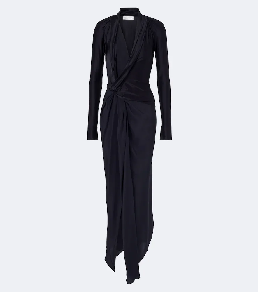 Lea draped silk-trimmed jersey maxi dress