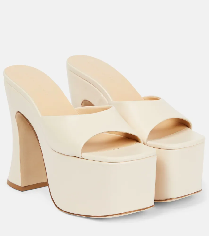 Leather platform mules