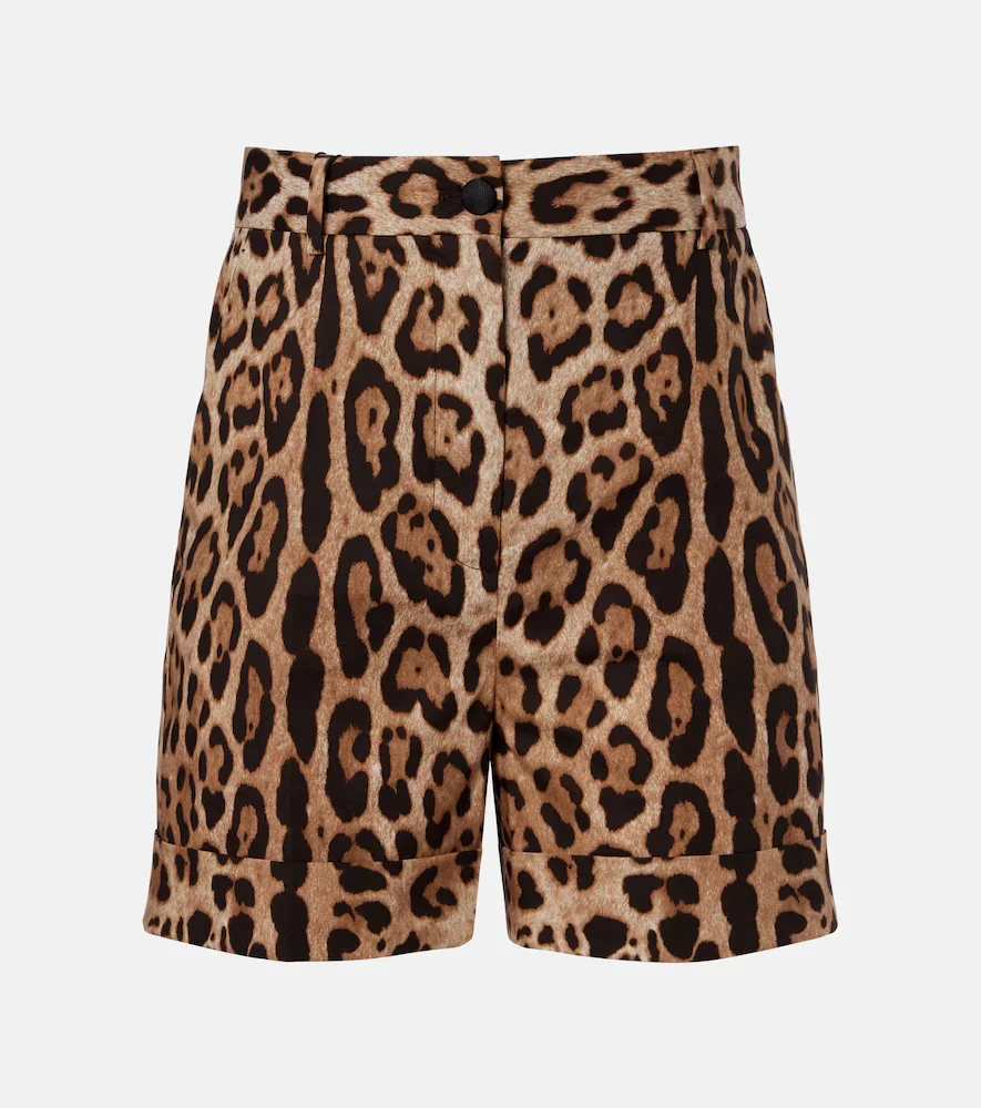 Leopard-print cotton Bermuda shorts