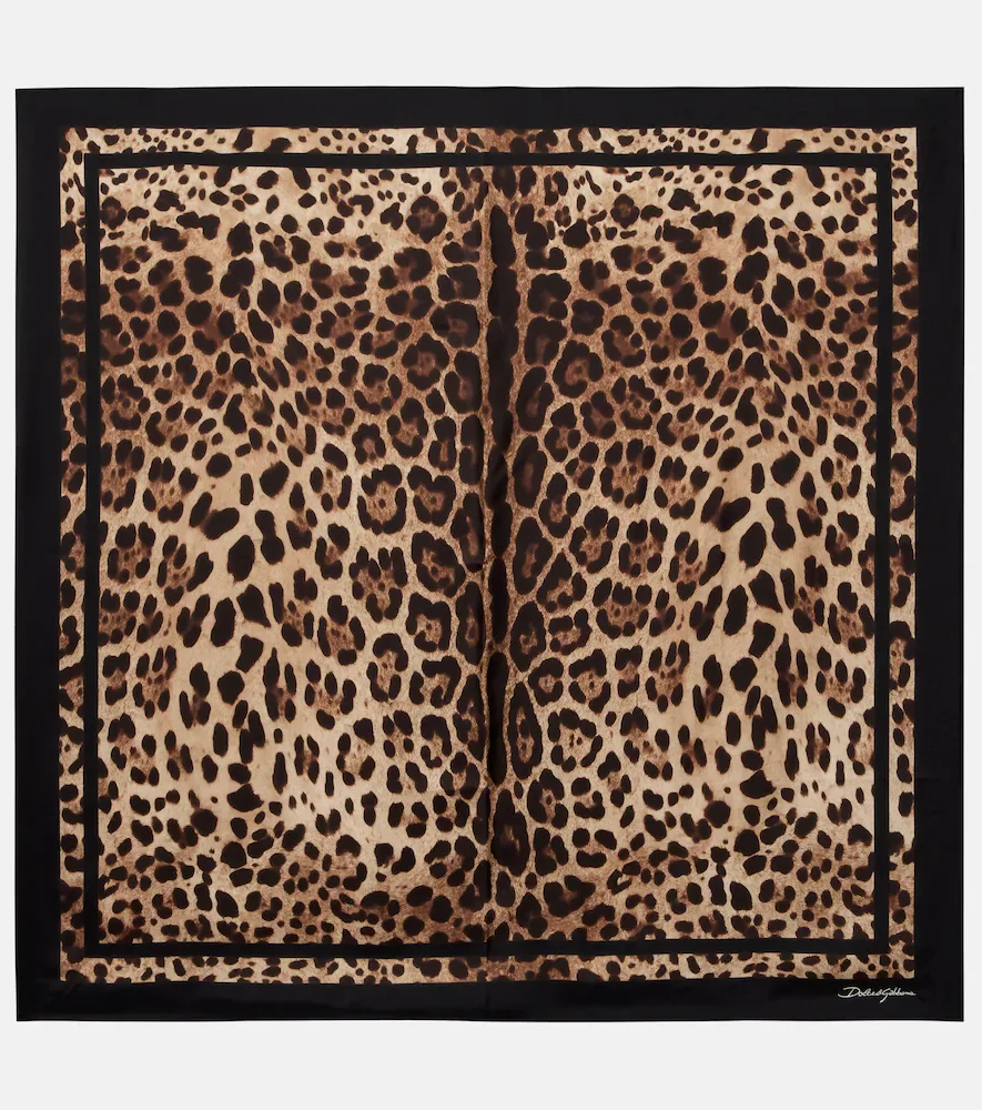 Leopard-print silk scarf