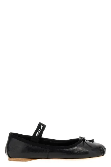 Logo bow ballet flats - Black