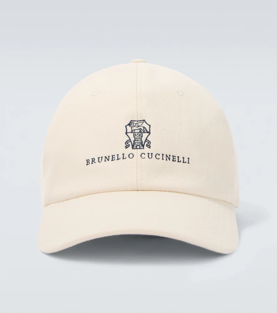 Logo leather-trimmed twill baseball cap