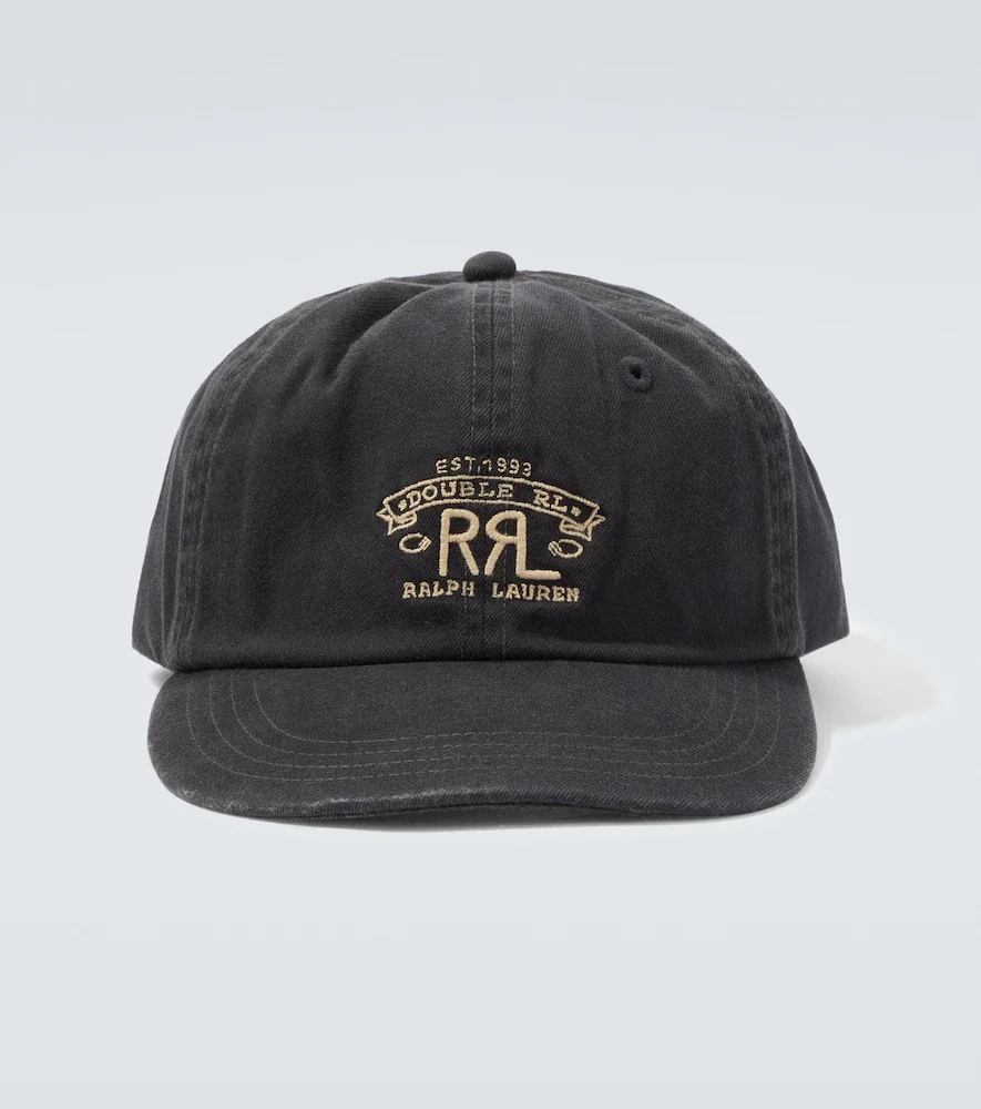 Logo leather-trimmed twill baseball cap