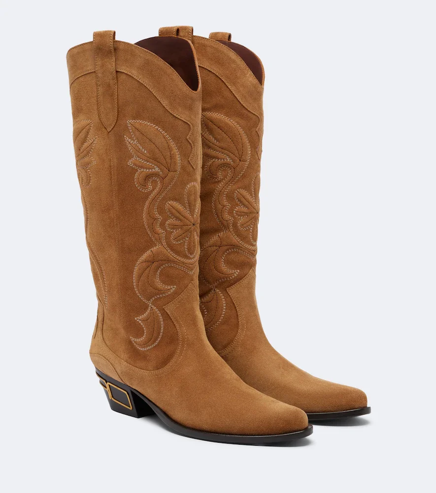 Logo suede cowboy boots