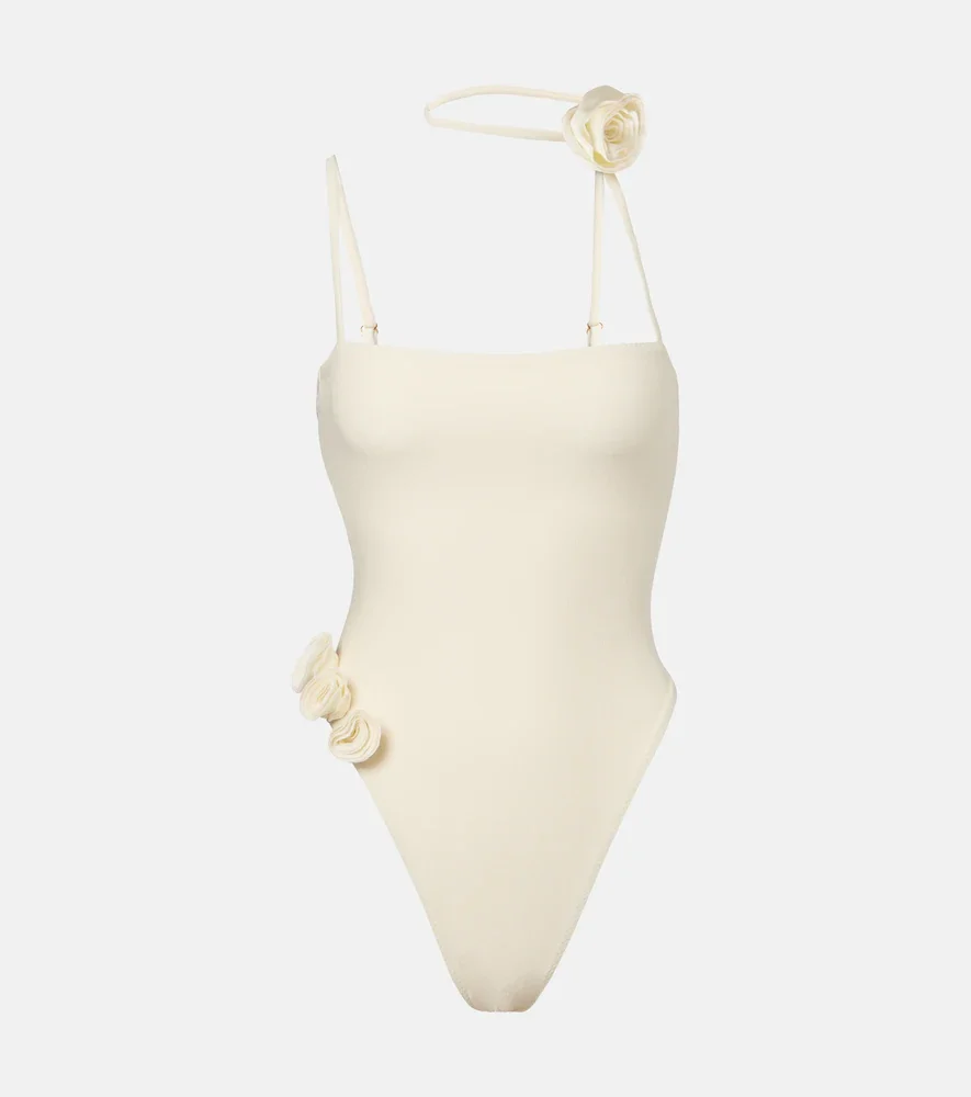 Maillot de bain asymétrique Rose Choker