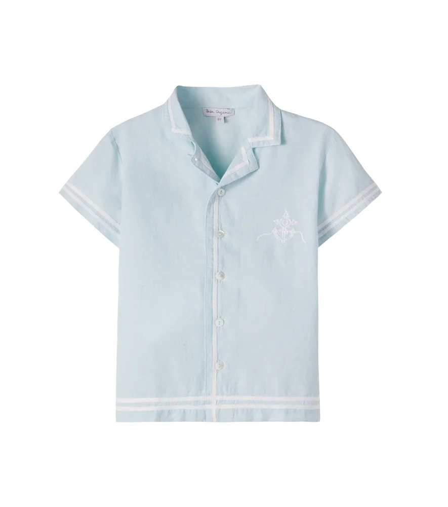 Malo cotton and linen bowling shirt