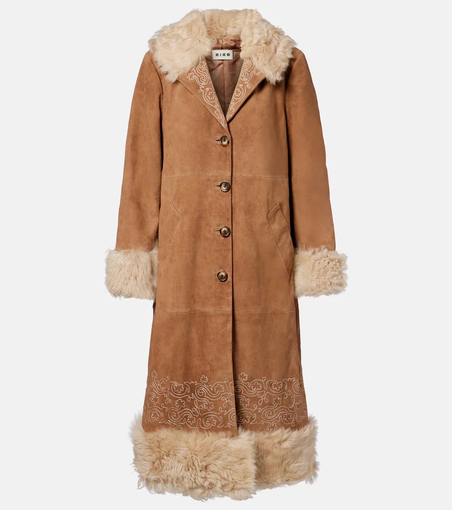 Manteau Cienna brodé en daim
