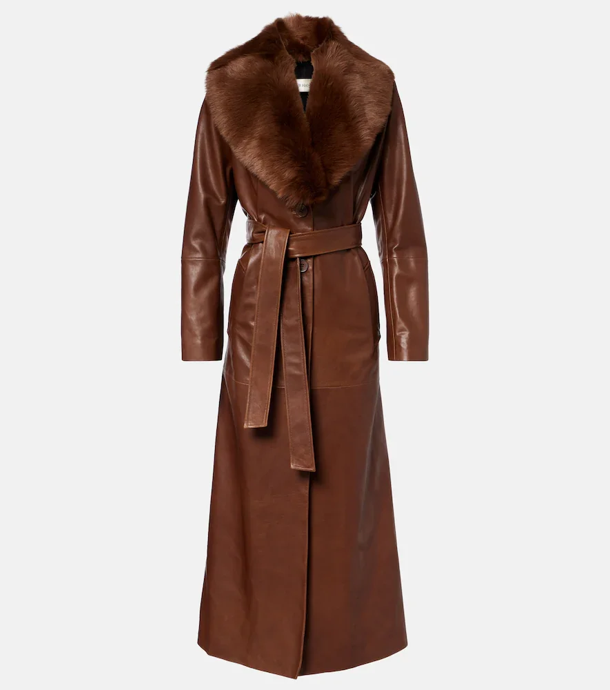 Manteau Dakota en cuir et shearling