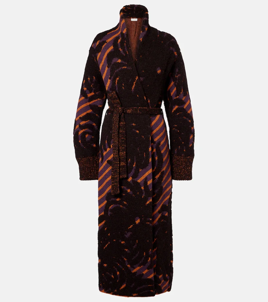 Manteau en jacquard de laine et alpaga mélangés