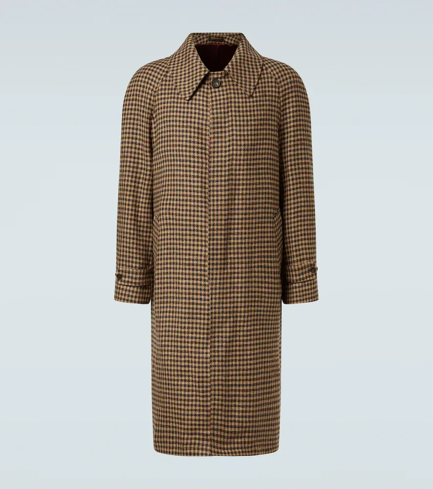 Manteau Houndstooth en laine vierge