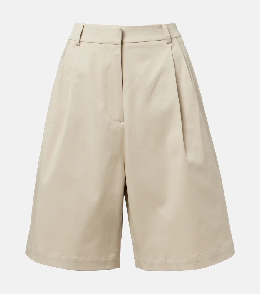 Marfa pleated cotton Bermuda shorts