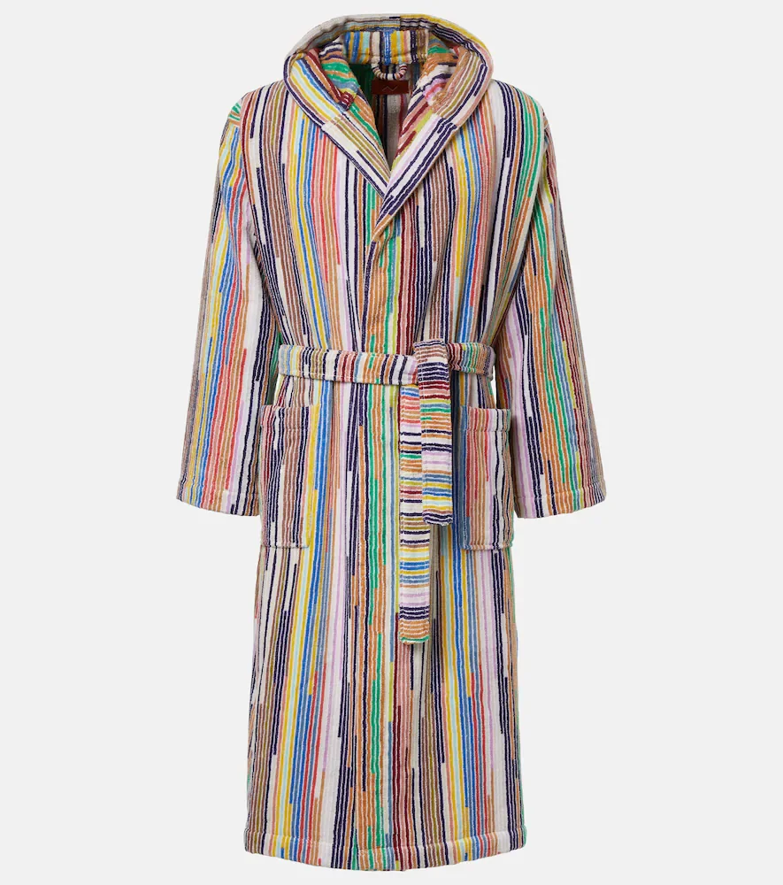 Melody striped cotton terry bathrobe