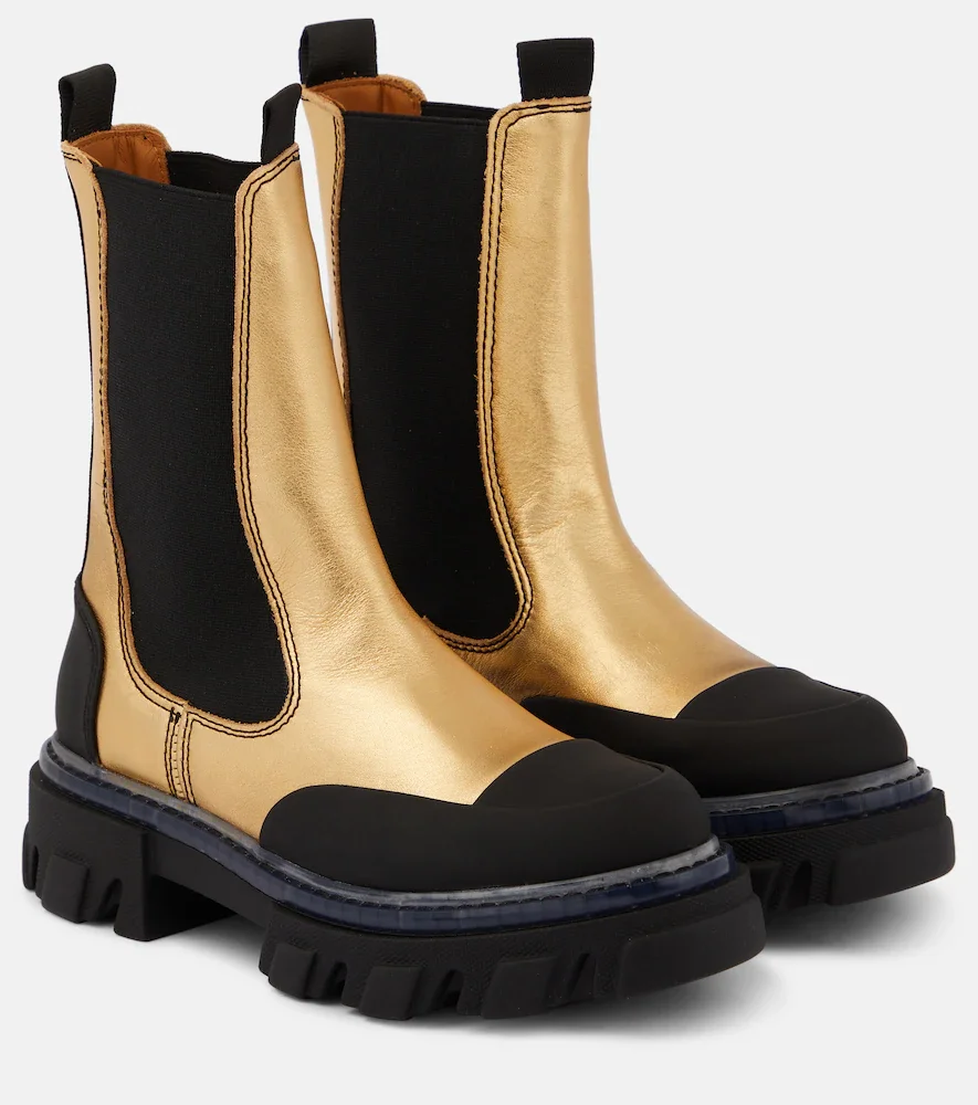 Metallic leather Chelsea boots