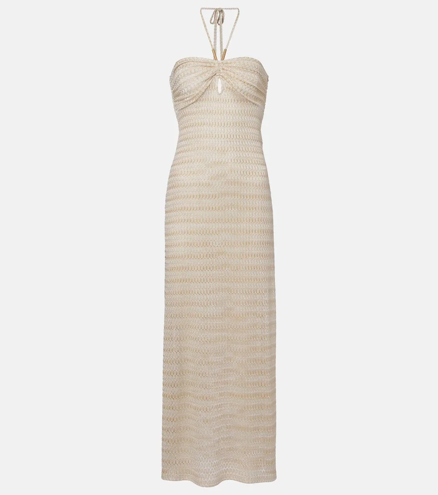 Mila off-shoulder lame maxi dress