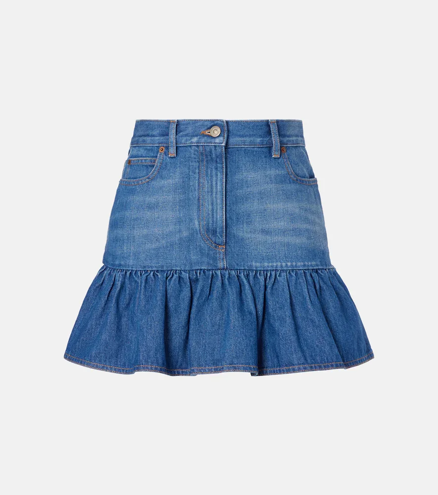 Minifalda de denim con volantes