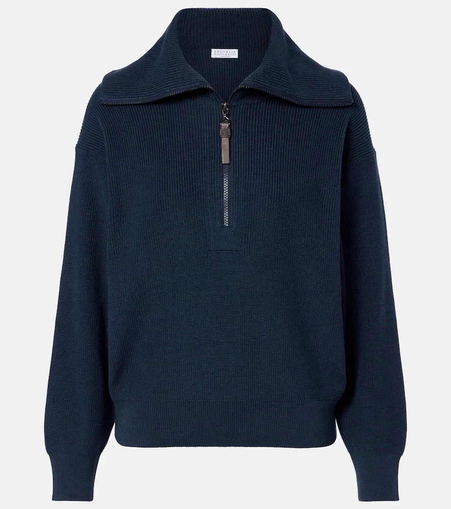 Monili cotton half-zip sweater