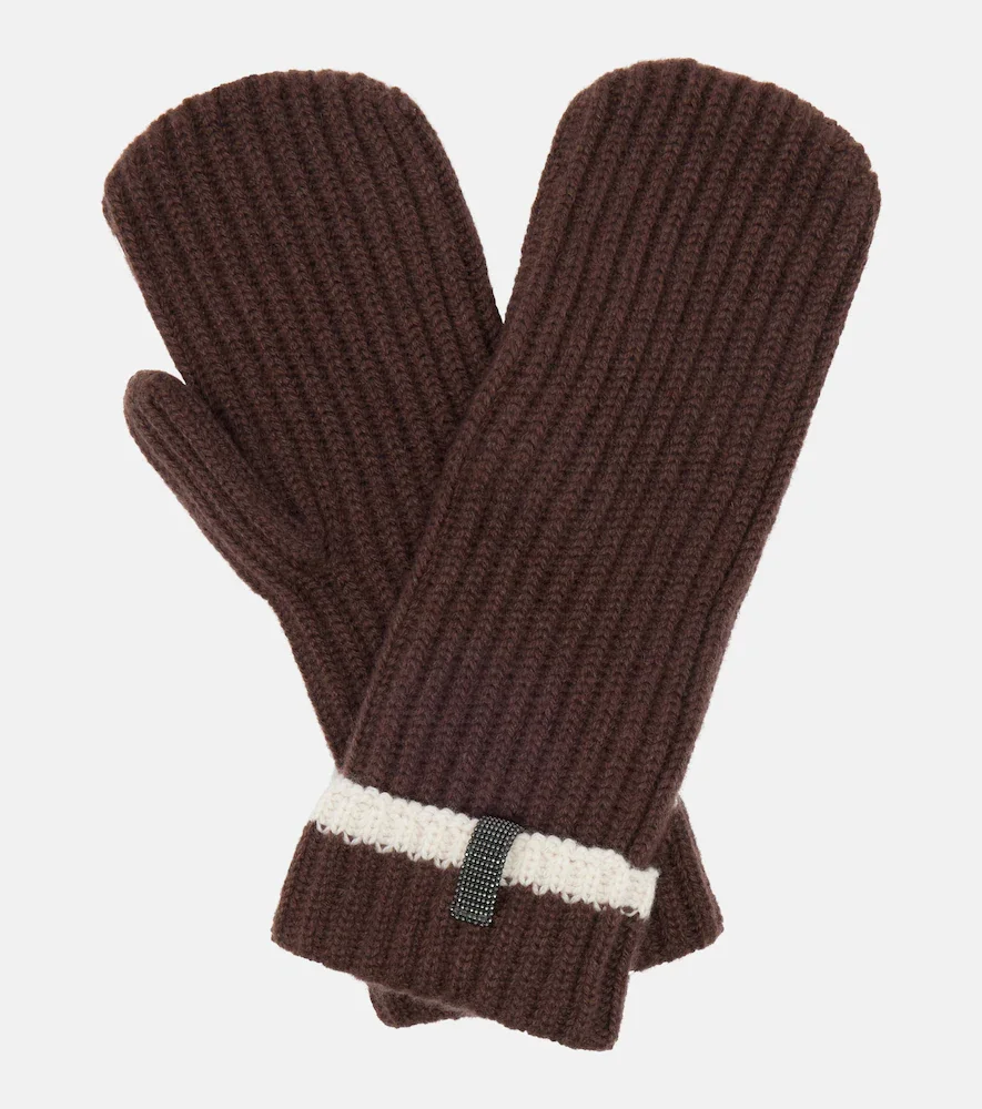 Monili ribbed-knit cashmere mittens
