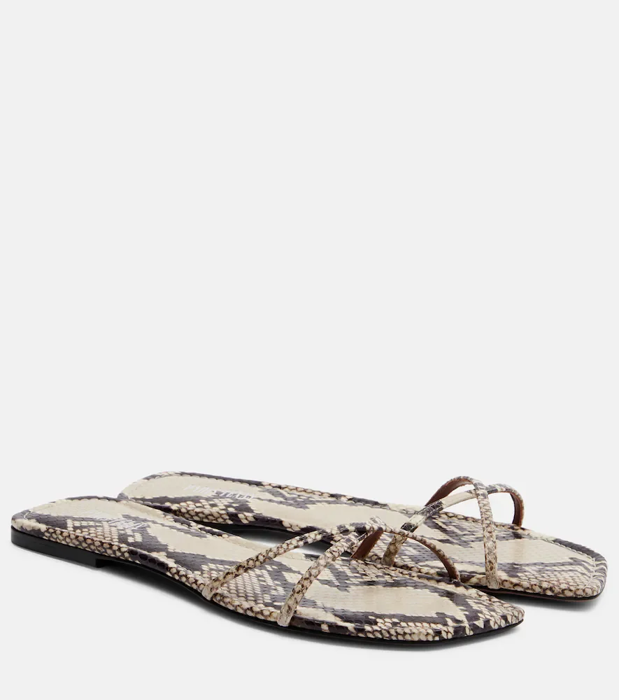 Mules Biarritz en cuir façon serpent
