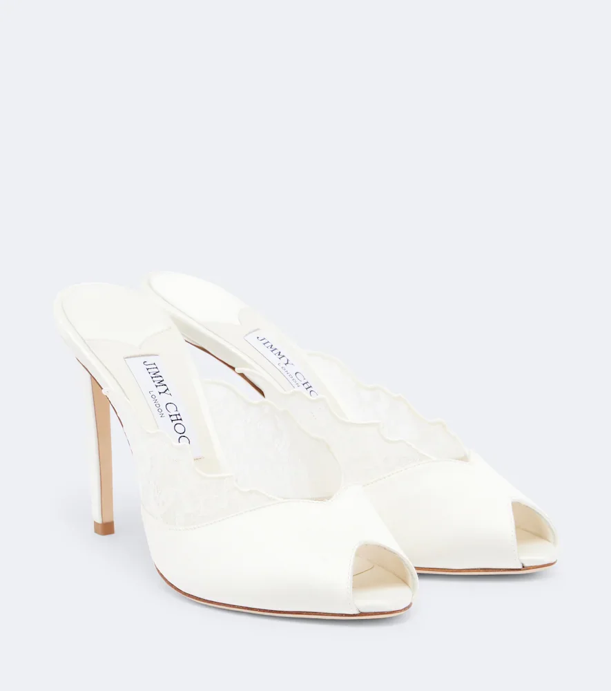 Mules Brigitte en satin à dentelle