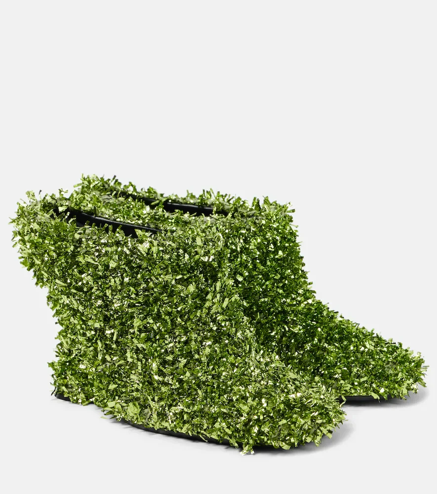 Mules con cuña 105 metalizados con glitter