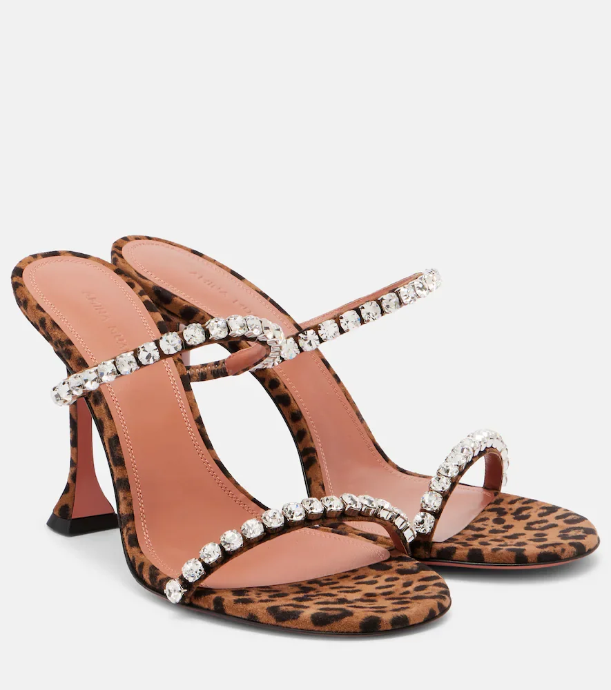 Mules Gigi 95 en daim à motif léopard