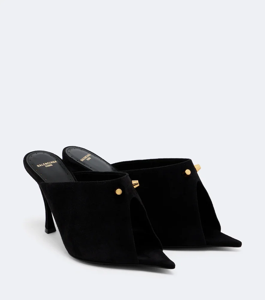 Mules Midnight City en daim à clous