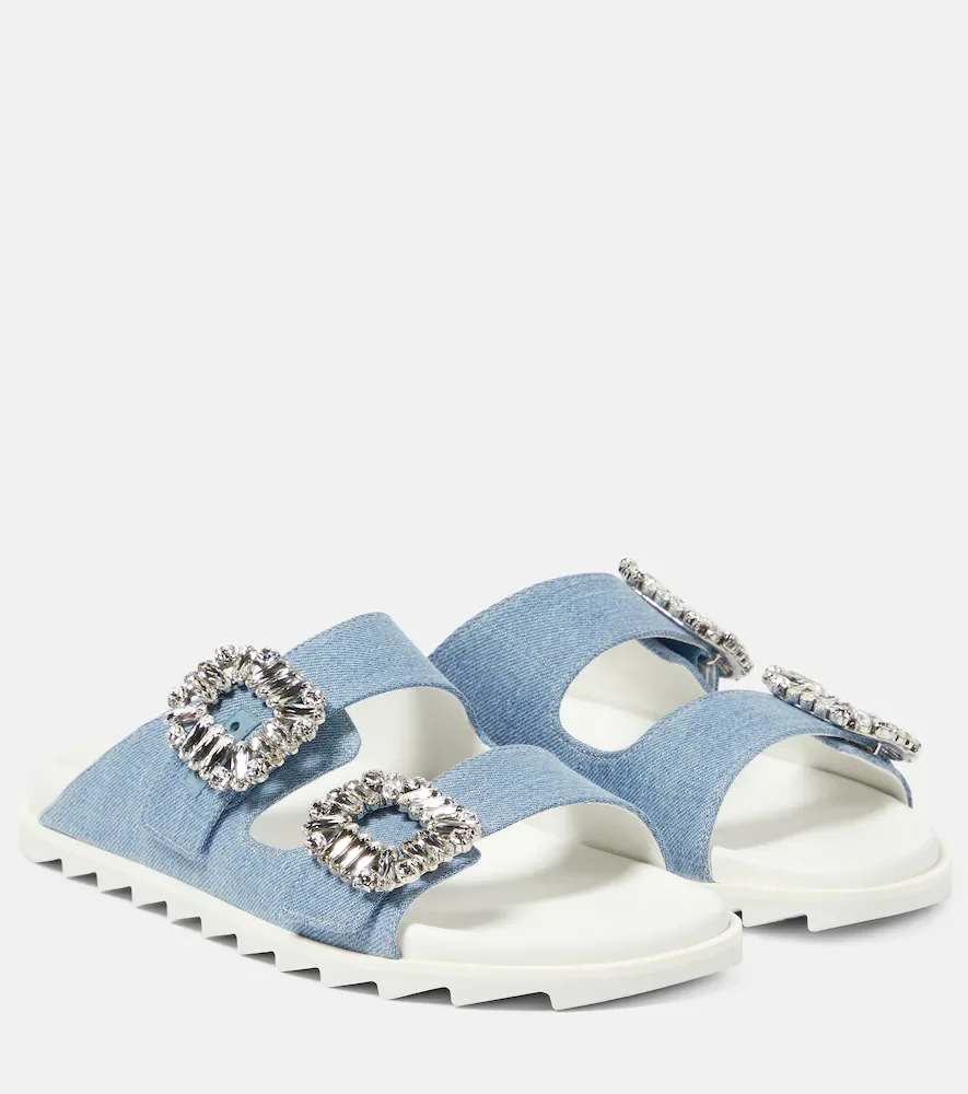 Mules Slidy Viv en jean à ornements