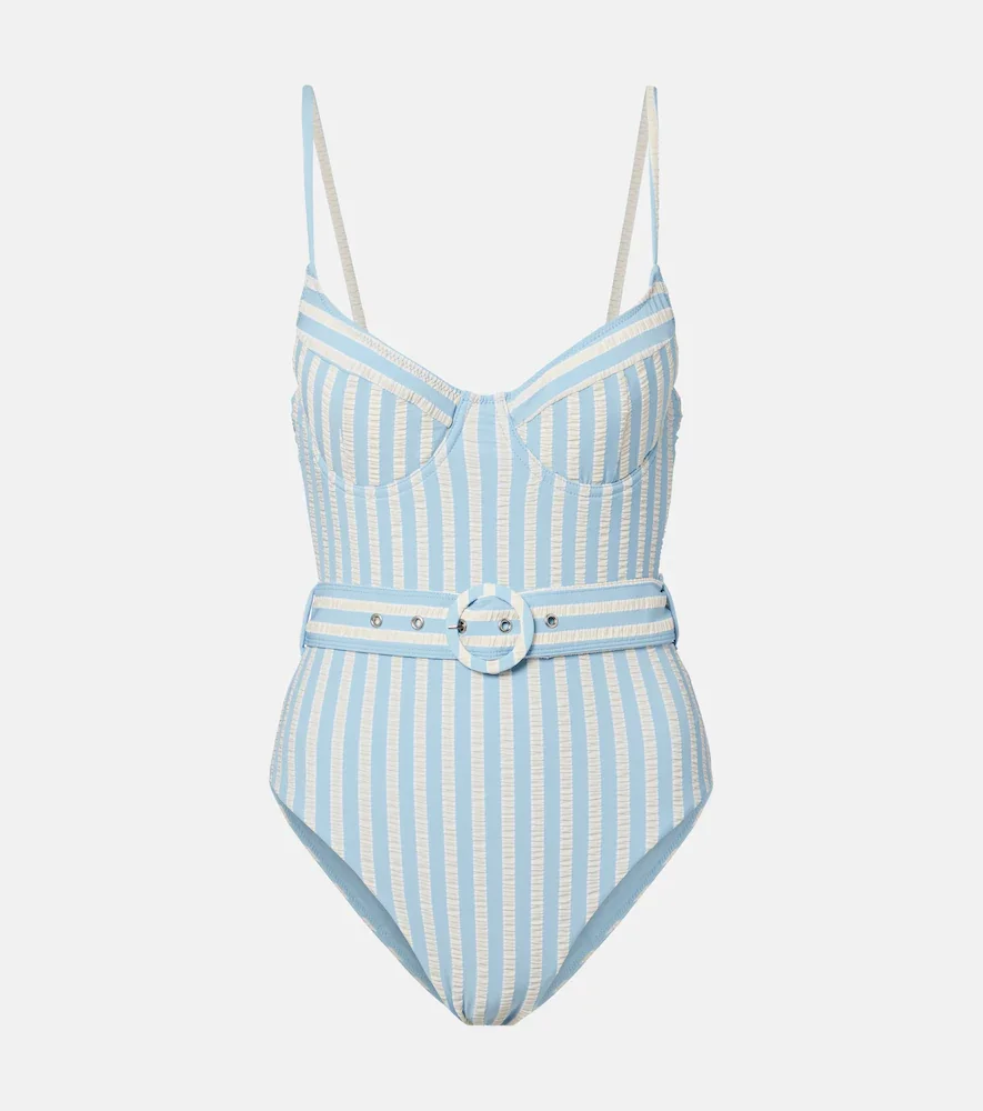 Noa belted striped swimsuit