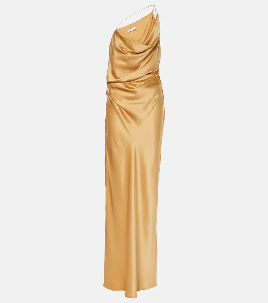 One-shoulder silk satin gown