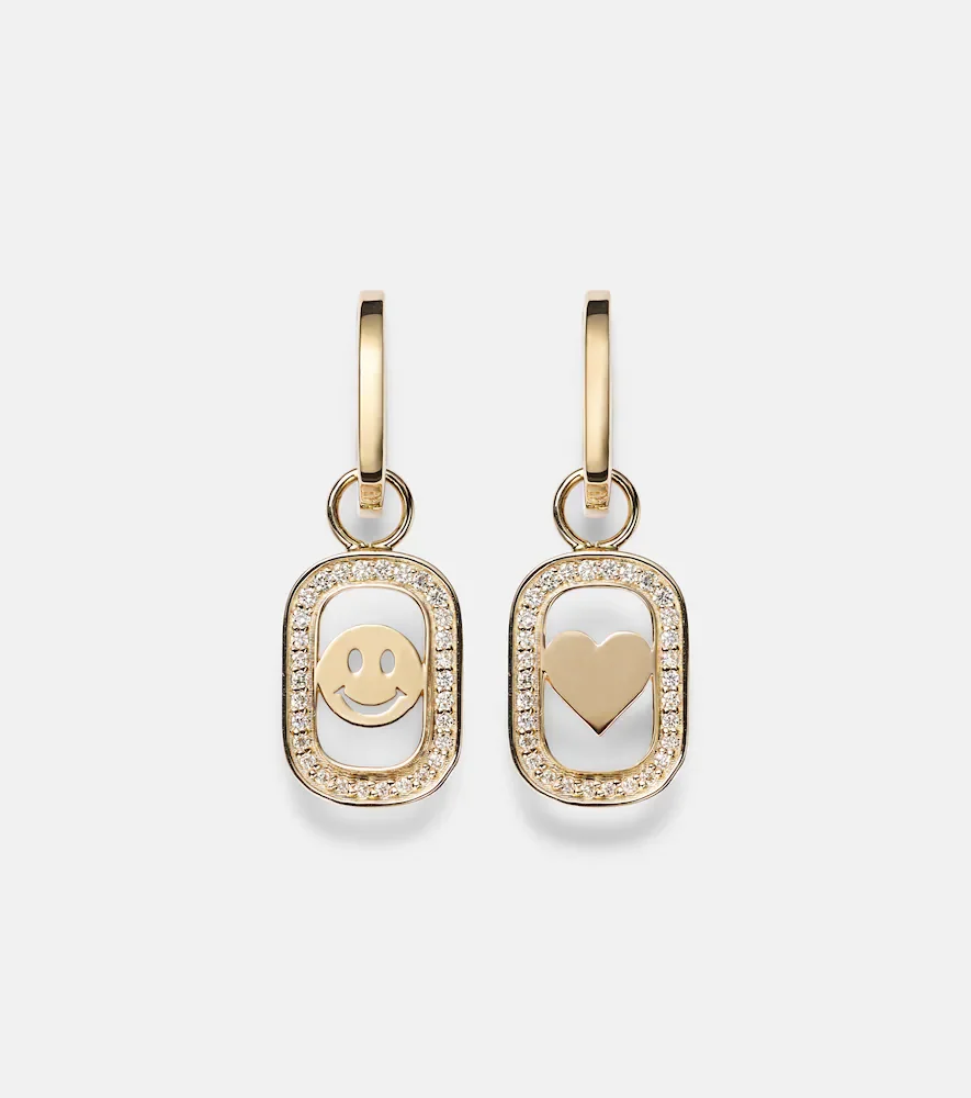 Open Icon 14kt gold drop earrings with diamonds
