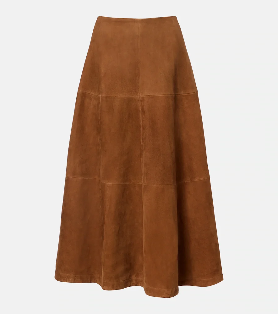 Opera suede midi skirt