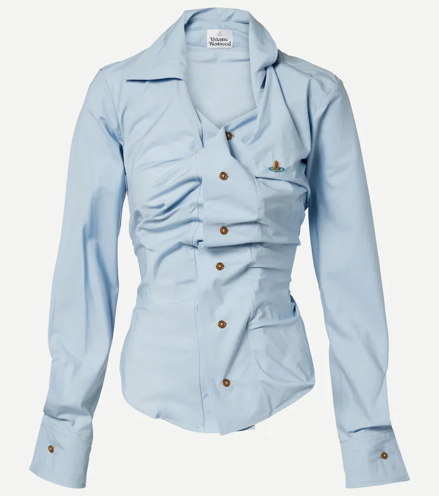 Orb gathered cotton poplin shirt