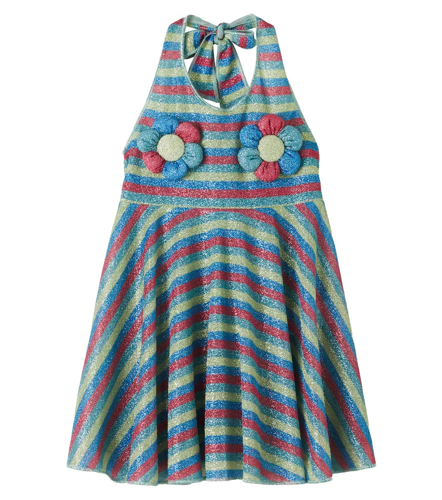 Oséree Kids Robe Osemini Lumière rayée à appliqués florals