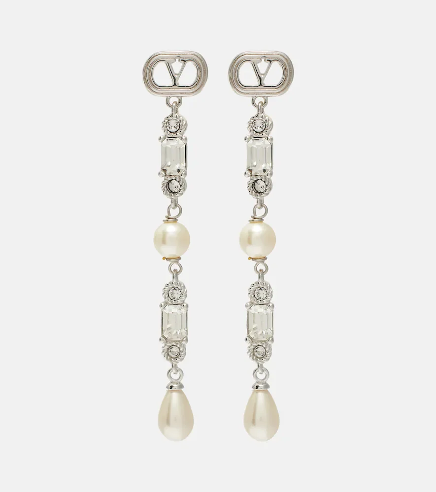 Ovalette VLogo SwarovskiÂ-embellished drop earrings