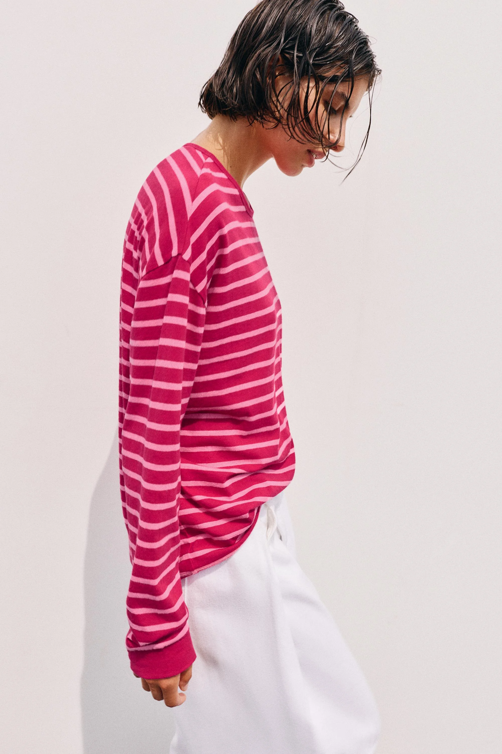 Oversize Long Sleeve Striped T-Shirt
