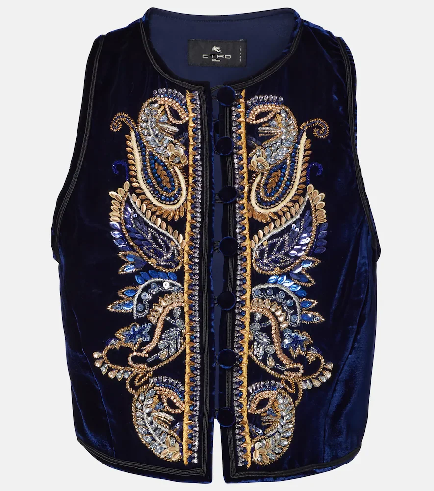 Paisley velvet vest