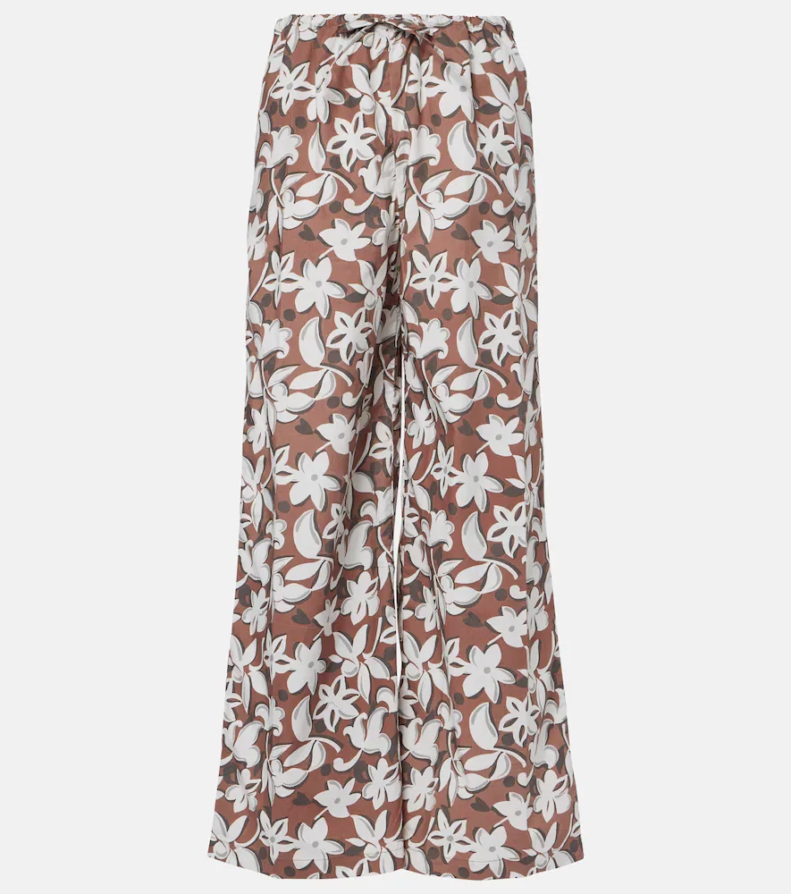 Pantalon ample Freja en coton à fleurs