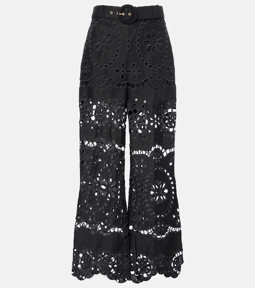 Pantalon ample Pop brodé en lin