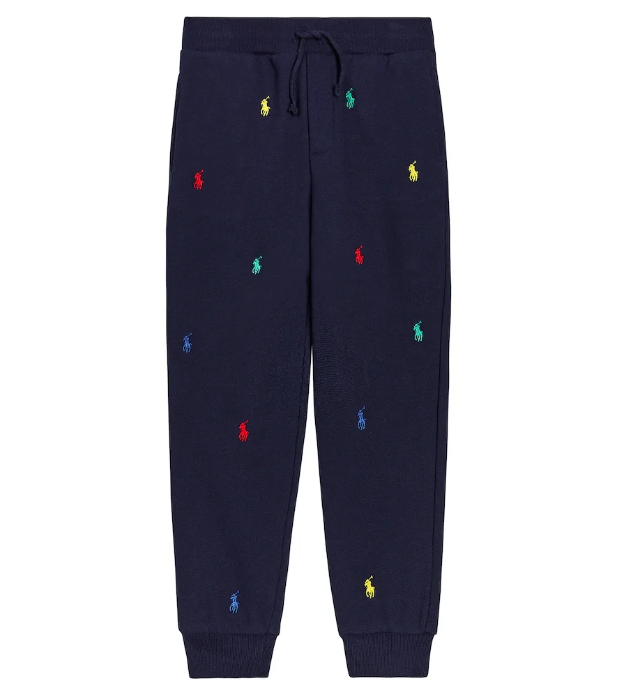 Pantalon de survêtement brodé en coton mélangé