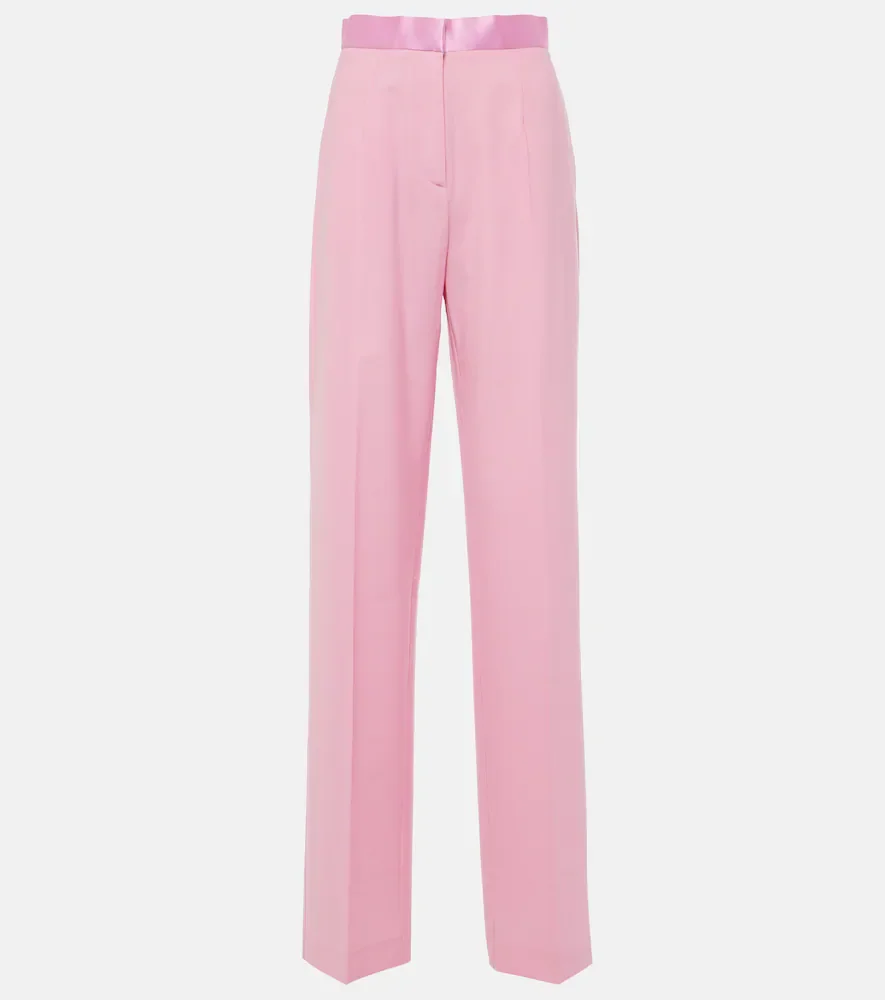 Pantalon droit à taille haute en satin