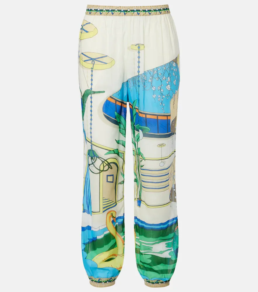 Pantalon fuselé en coton à imprimé