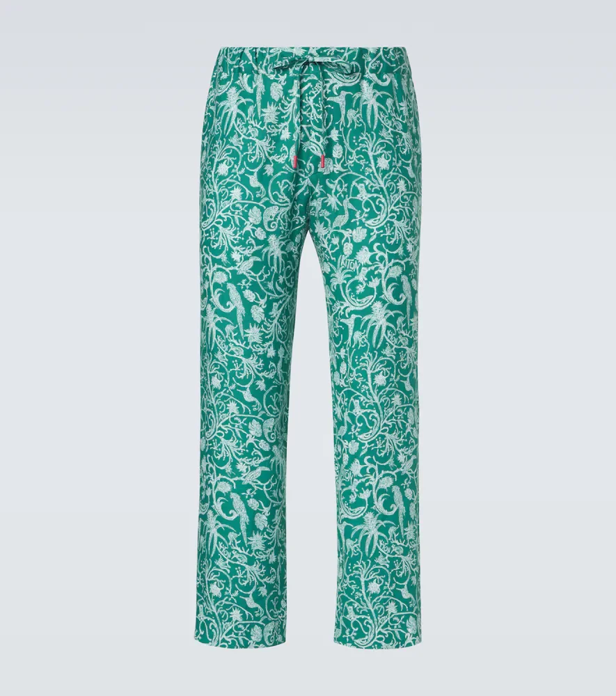 Pantalon imprimé en lin