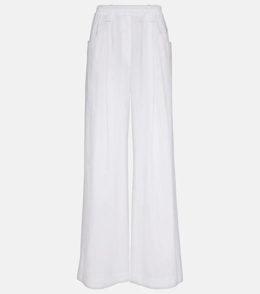 Pantalones anchos de algodón de tiro alto