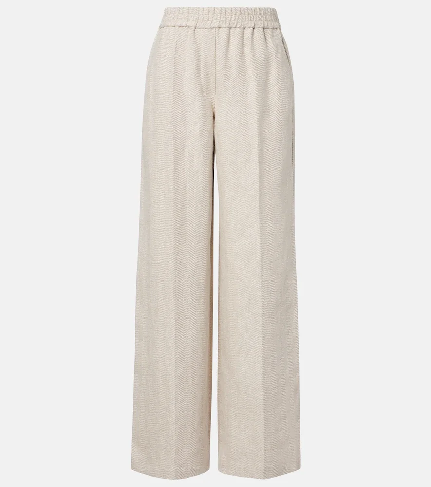 Pantalones anchos de lino y algodón