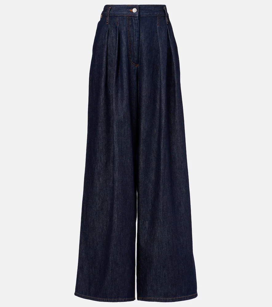 Pantalones anchos de tiro alto plisados